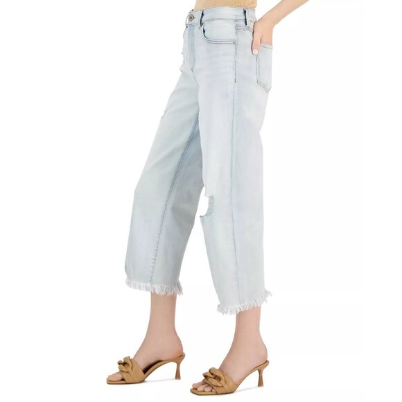 INC International Concept Womens Cropped Wide Leg Jeans Light Indigo Size 12 NWT - Picture 2 of 7